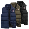 Men's Solid Color Padded Vest – Stand Collar, Zipper Closure, Cold-Resistant & Insulated