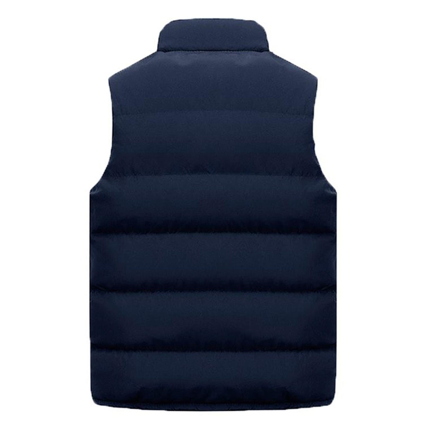 Men's Solid Color Padded Vest – Stand Collar, Zipper Closure, Cold-Resistant & Insulated