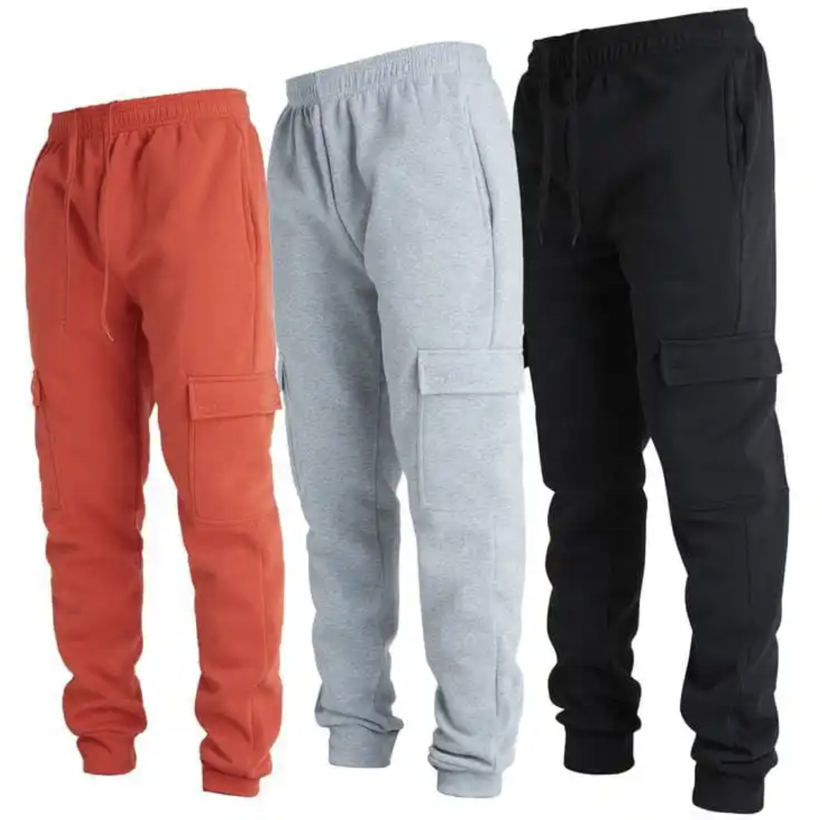 Plus Size Fleece Cargo Jogger Pants with Pockets