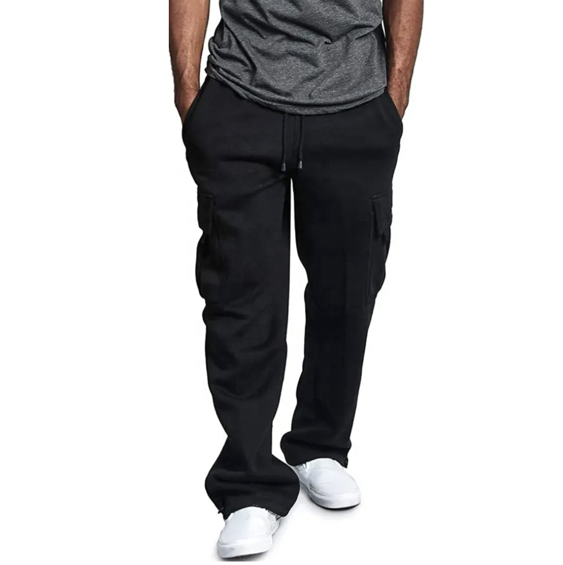 Plus Size Fleece Cargo Jogger Pants with Pockets