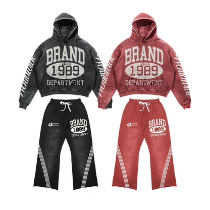 Custom Men's Heavyweight Fleece Cropped Flare Sweatpants & Hoodie Set - Premium Streetwear with Screen Printing & Embroidery