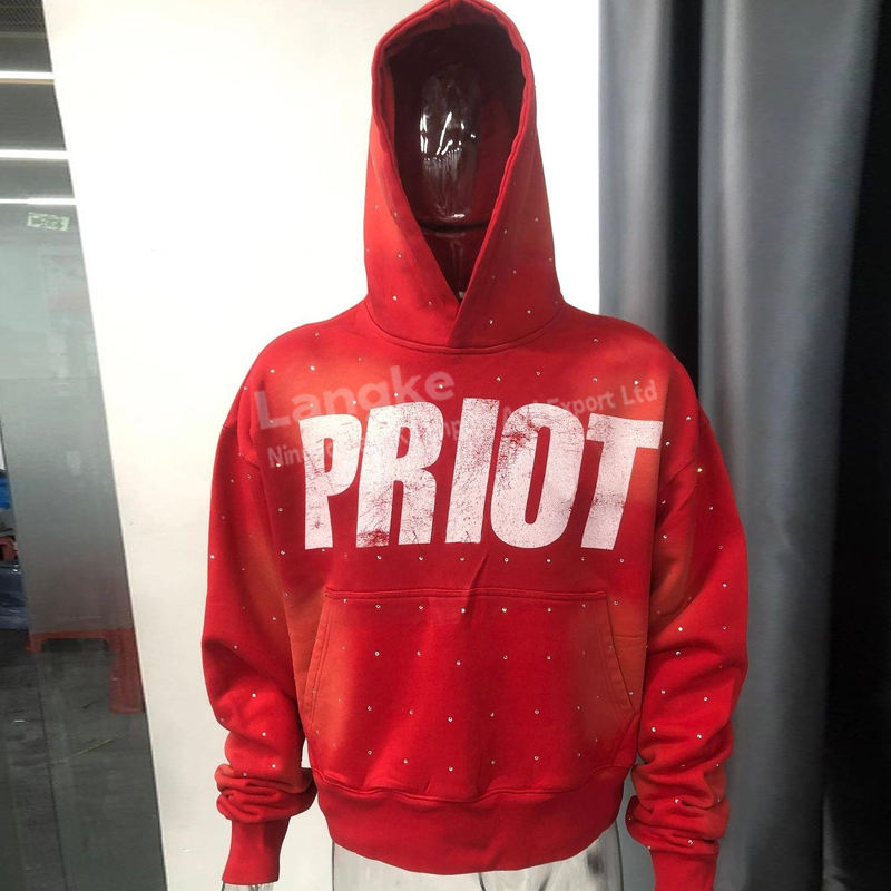 Custom Rhinestone Oversized Streetwear Hoodie