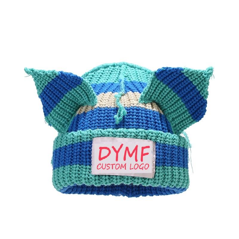 Custom Cute Knitted Beanies with Ears - Unisex Winter Hats