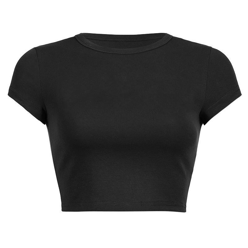 Slim Fit Short Sleeve Crop Tops