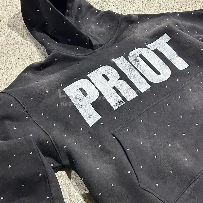 Custom Rhinestone Oversized Streetwear Hoodie