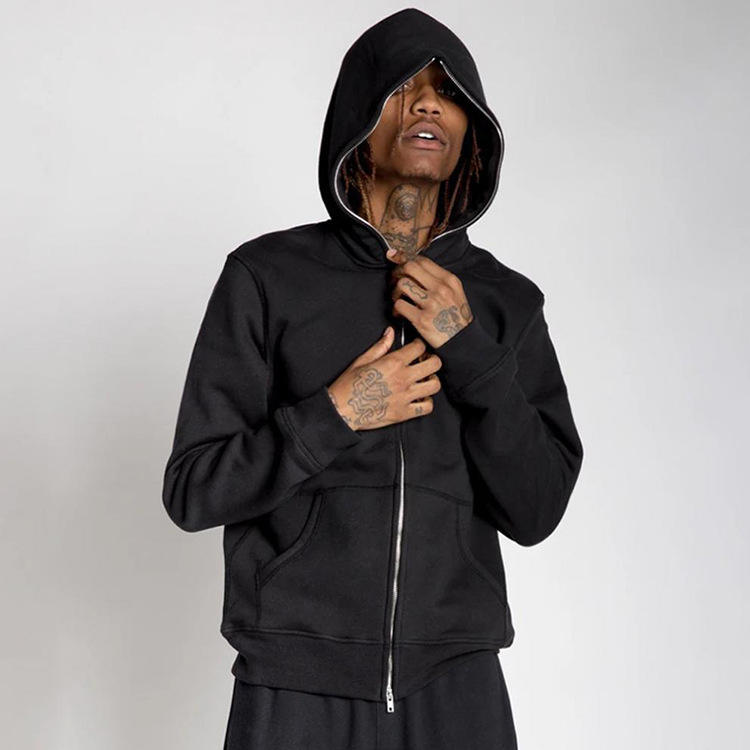 Custom Black Full-Face Zip Hoodie