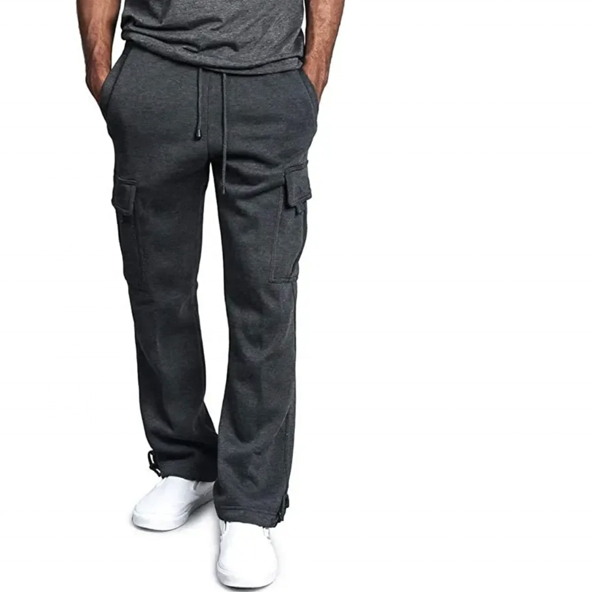 Plus Size Fleece Cargo Jogger Pants with Pockets