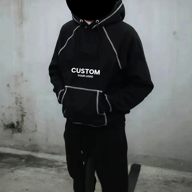 Custom Hip Hop Style Tracksuit: Contrast Stitching Jogging Set for Men