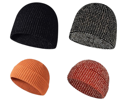 Reflective Silk Knit Skull Cap - Warm Beanie for Night Running