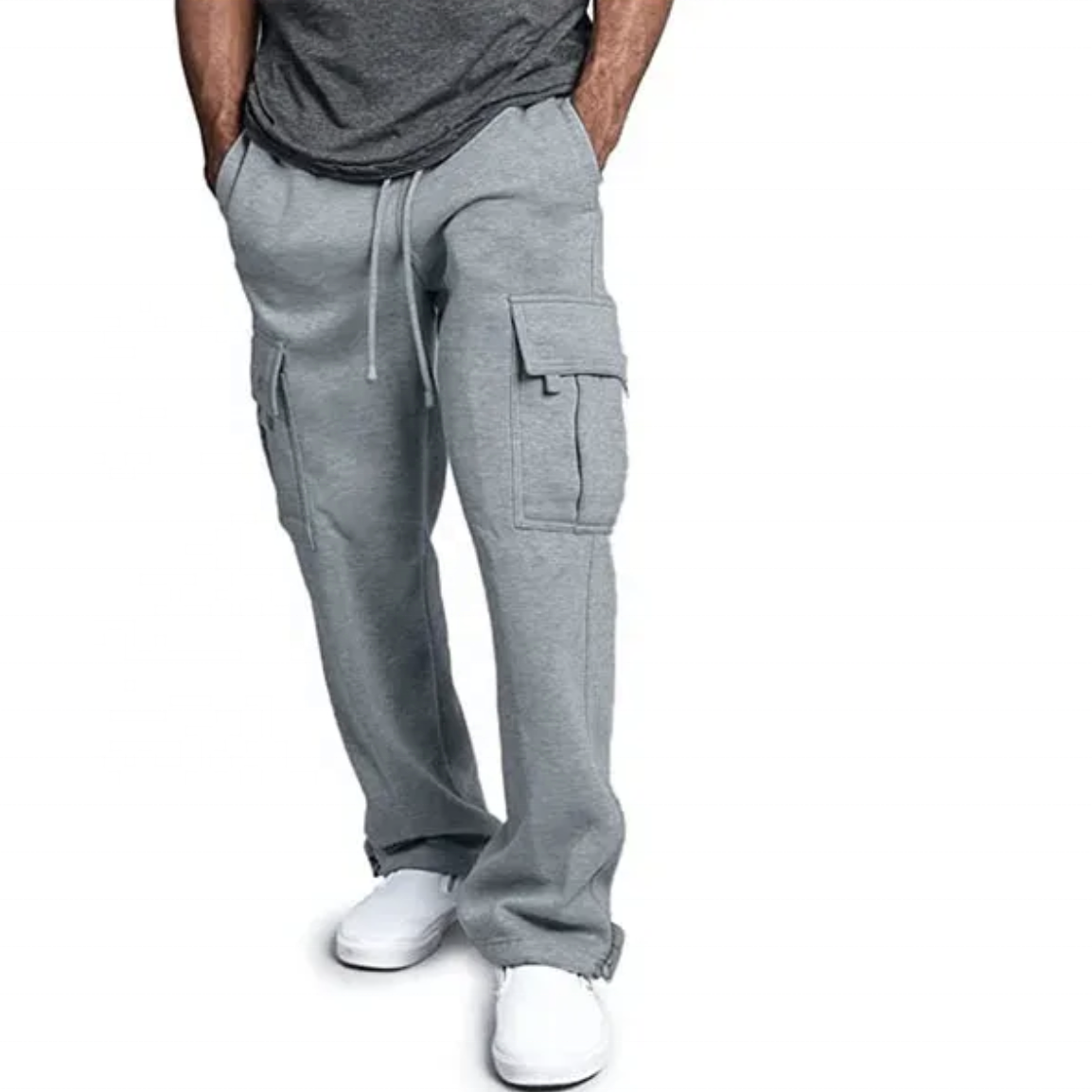 Plus Size Fleece Cargo Jogger Pants with Pockets