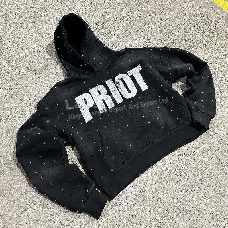 Custom Rhinestone Oversized Streetwear Hoodie