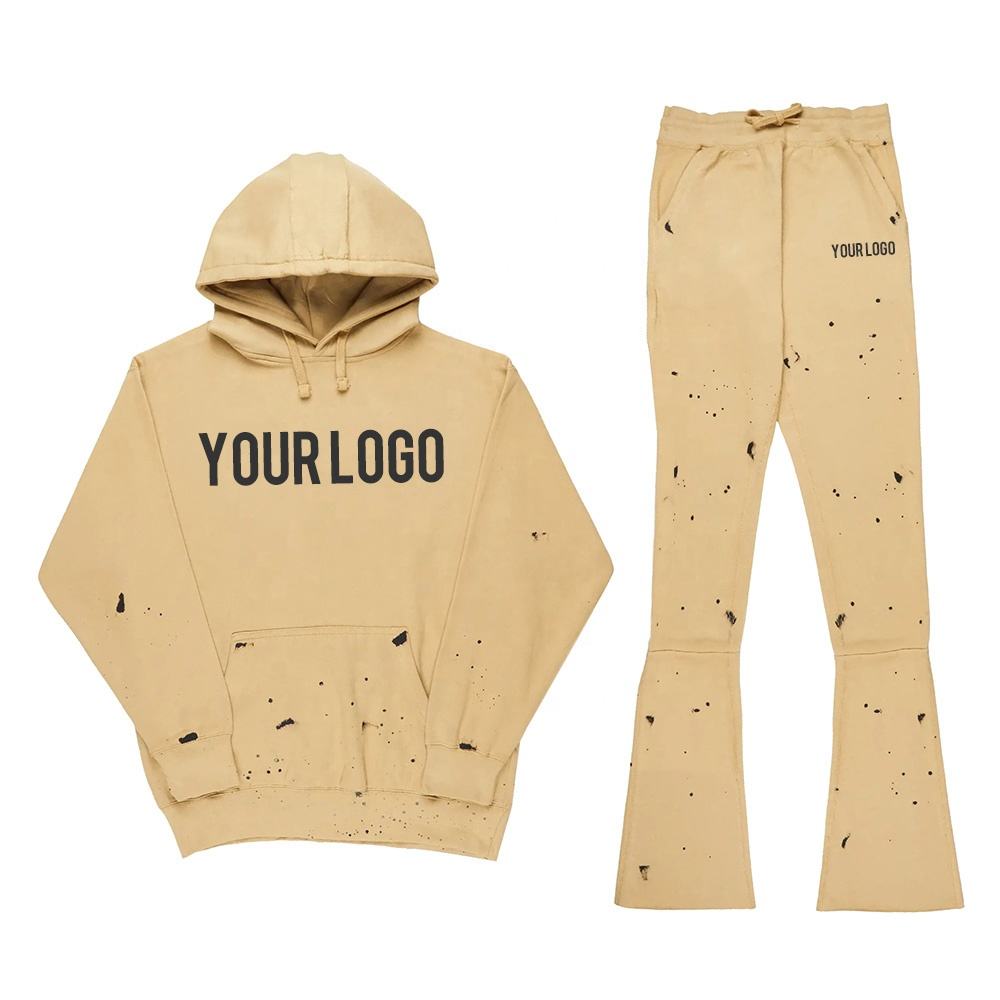 Custom High-Quality Unisex Tracksuit: Flare Sweatpants & Stacked Joggers