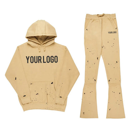 Custom High-Quality Unisex Tracksuit: Flare Sweatpants & Stacked Joggers